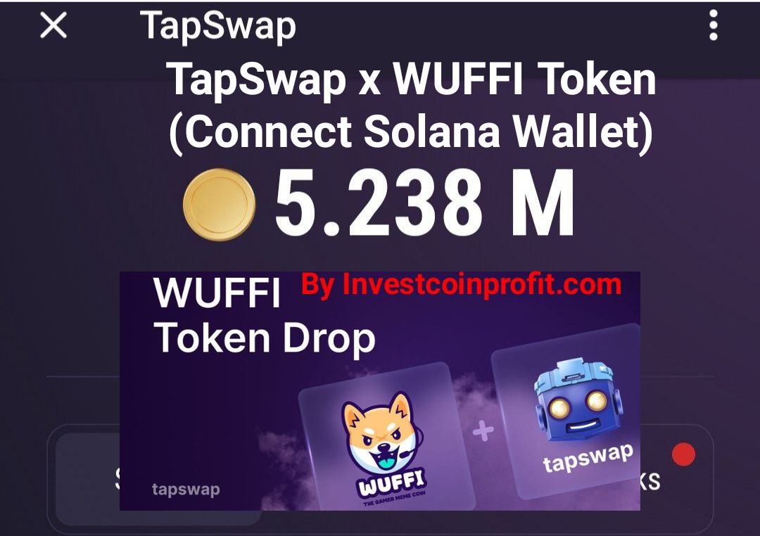 Wuffi Token X Tapswap: Claim $wuf Coin (connect Solana Wallet, Full 